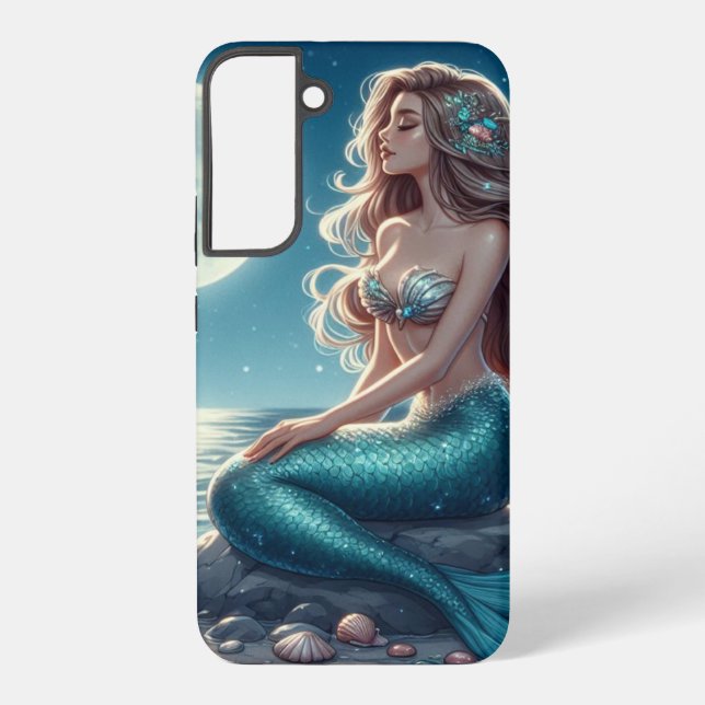 Mermaid on the beach at night samsung galaxy s22+ case (Back)