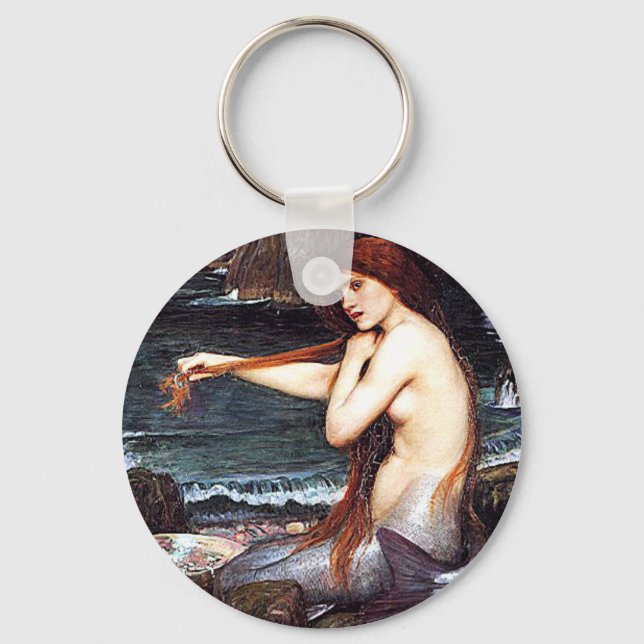 Mermaid On The Shore Key Ring (Front)