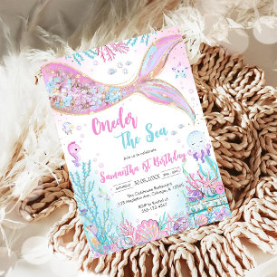 Mermaid Oneder the Sea 1st Birthday Invitation