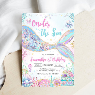 Mermaid Oneder the Sea 1st Birthday Invitation