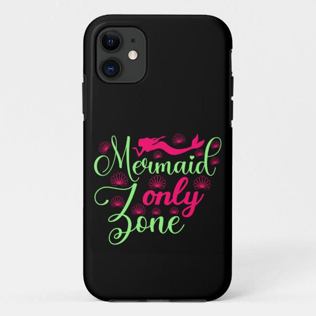 Mermaid Only Zone in Hot Pink and Neon Green Case-Mate iPhone Case (Back)