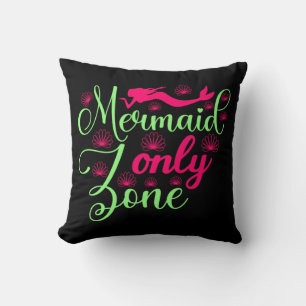 Mermaid Only Zone in Hot Pink and Neon Green Cushion