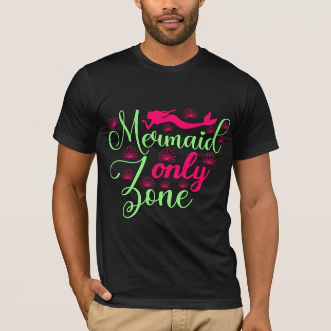 Mermaid Only Zone in Hot Pink and Neon Green T-Shirt (Front)