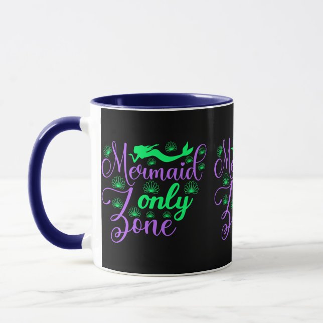 Mermaid Only Zone in Neon Green and Purple Mug (Left)