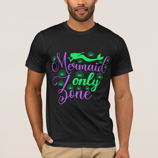 Mermaid Only Zone in Neon Green and Purple T-Shirt (Front)