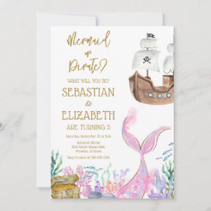 Mermaid or Pirate Birthday Invitation