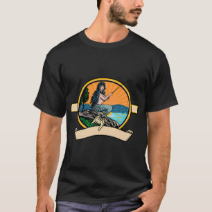 Mermaid or Siren with Fishing Rod and Reel Fly Fis T-Shirt