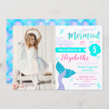 Mermaid or Under The Sea Aqua Teal Birthday Photo