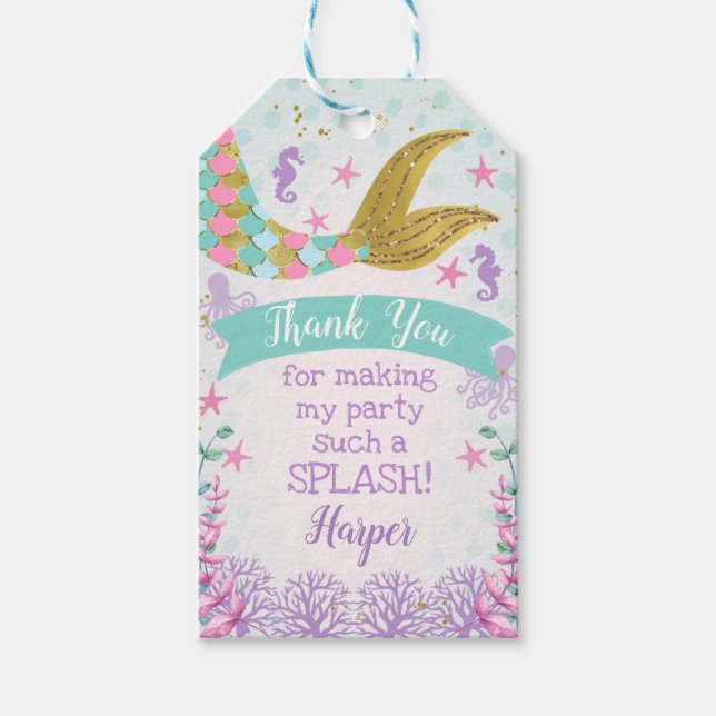 Mermaid or Under The Sea Birthday Tag (Front)
