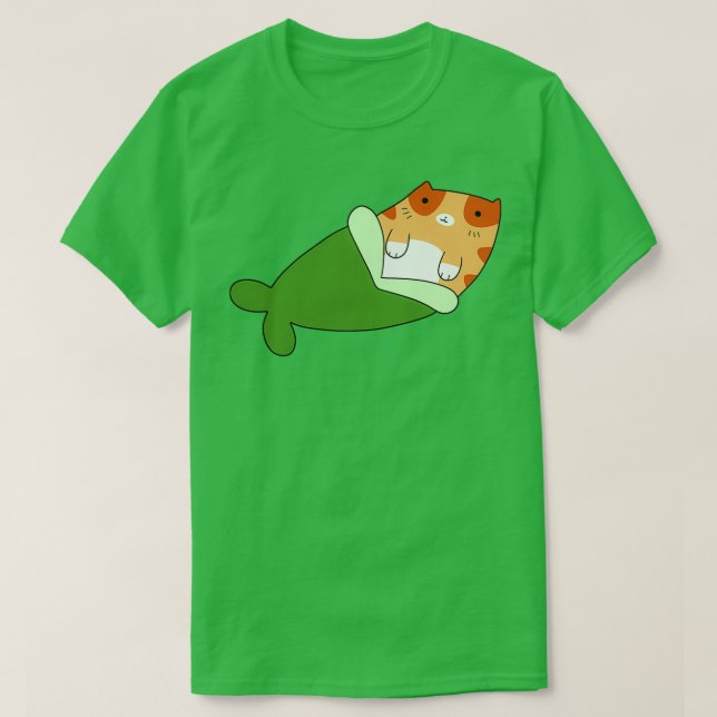 Mermaid Orange Tabby Cat T-Shirt (Design Front)