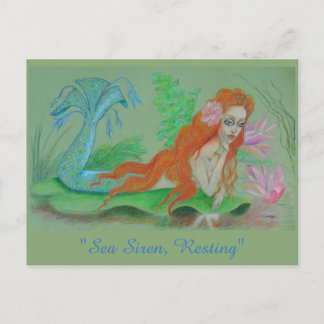Mermaid Orig. Art on Postcard