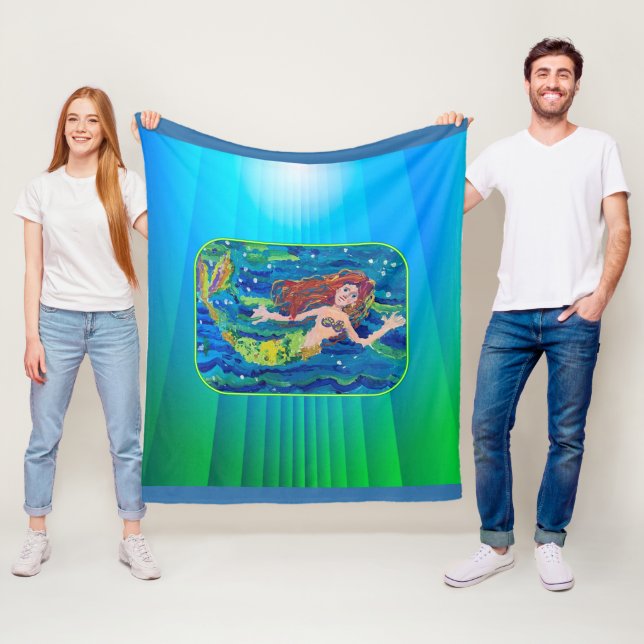Mermaid Painting Fleece Blanket (In Situ)