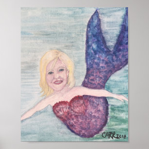 Mermaid Painting Illustration Poster