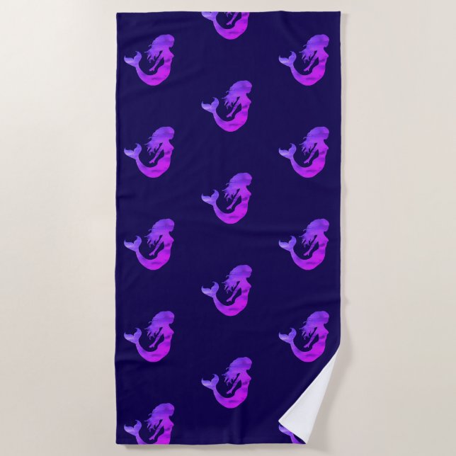 Mermaid Painting Pattern Beach Towel (Front)