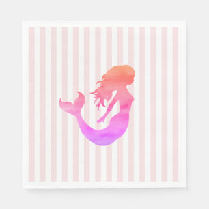 Mermaid Painting Pink Stripe Pastel  Napkin