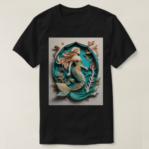 Mermaid Paper Art Design T-shirt