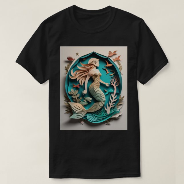 Mermaid Paper Art Design T-shirt  (Design Front)
