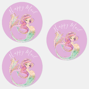 Mermaid Party Baby Shower Pink Labels