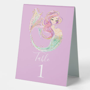 MERMAID PARTY BABY SHOWER PINK TABLE TENT SIGN