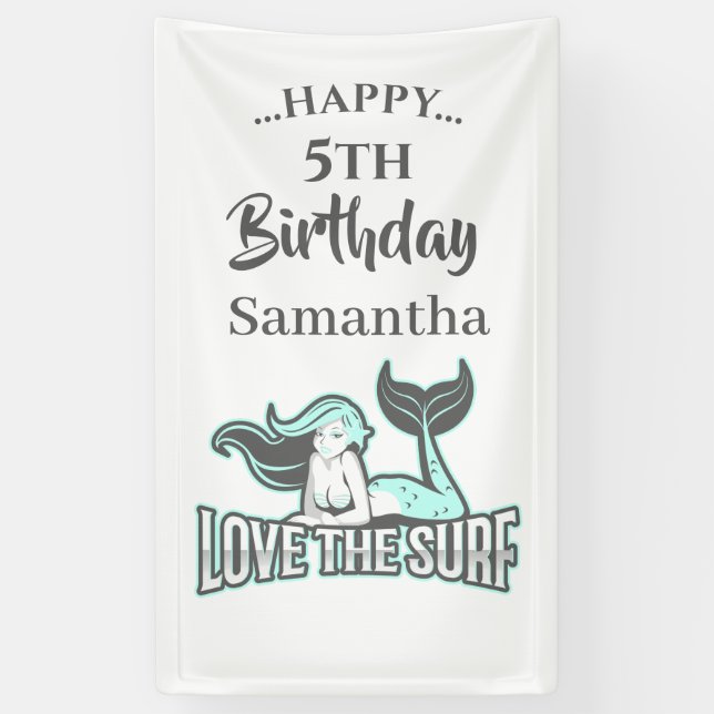 MERMAID PARTY CUTE BLUE theme Banner (Vertical)