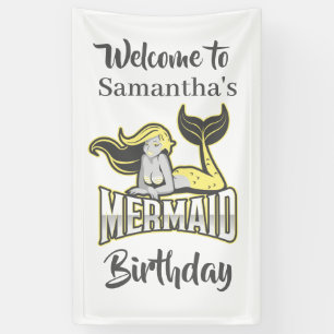MERMAID PARTY Cute yellow theme Banner