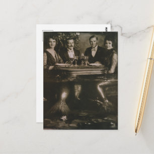 Mermaid Party Fantasy Faux Vintage Photography Postcard