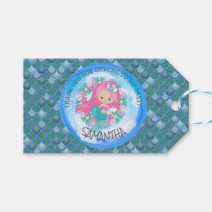 Mermaid party Green Thank You Gift Tag