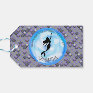Mermaid Party Grey Thank You Gift Tag