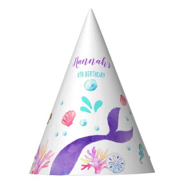 Mermaid party hat mermaid birthday (Front)