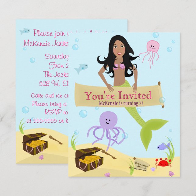 Mermaid Party Invitation (Front/Back)