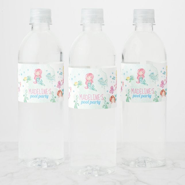 Mermaid party label, mermaid water bottle label (Bottles)