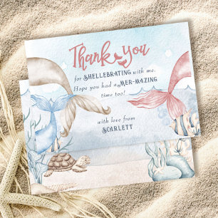 Mermaid Party Personalised with Mermaid Puns Thank You Card