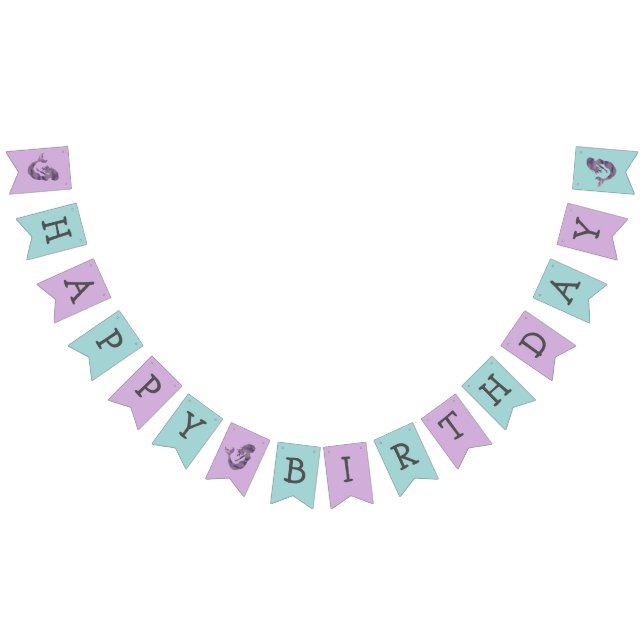 Mermaid Party Purple Teal Bunting Flag (All)