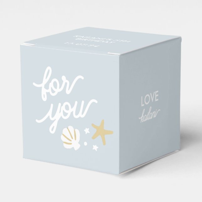 Mermaid Party Seashell Starfish Personalised Favour Box (Front Side)