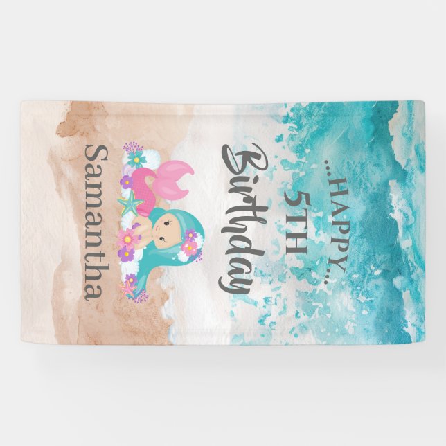 MERMAID PARTY Summer Ocean theme Banner (Horizontal)