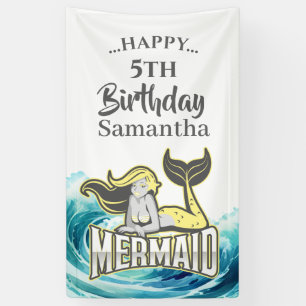 MERMAID PARTY Surf yellow theme Banner