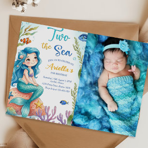 Mermaid Party Two The Sea Mermaid 2nd Birthday Inv Invitation