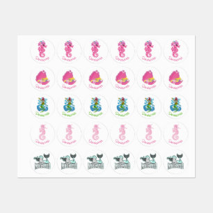 Mermaid Party Warrior Labels