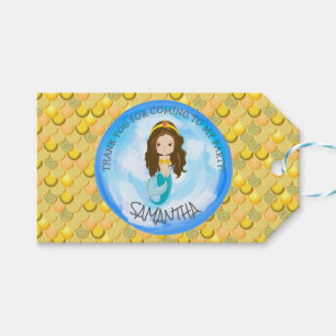 Mermaid Party Yellow Thank You Gift Tag