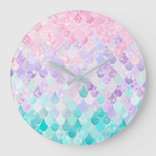 Mermaid Pastel Girls Bedroom Nursery Clock