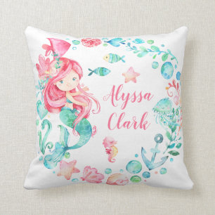 Mermaid Pastel Ocean Baby Girl Nursery Cushion