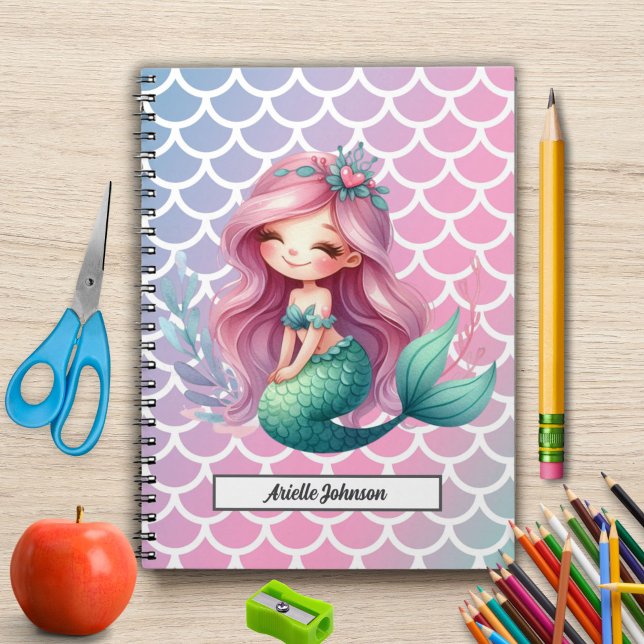 Mermaid pattern custom name  notebook (Creator Uploaded)