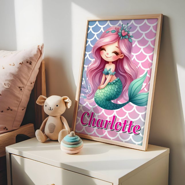 Mermaid pattern custom name  poster (Creator Uploaded)