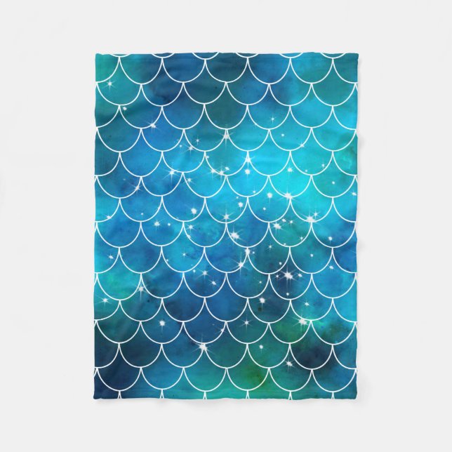 Mermaid Pattern Fleece Blanket (Front)