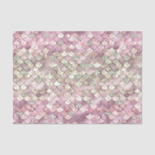 Mermaid Pattern Pink Silver Scales Elegant Art Tissue Paper