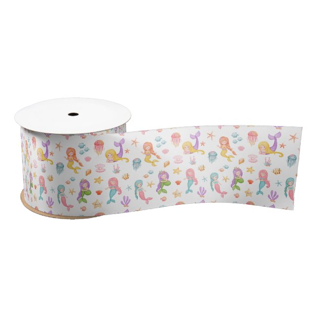 Mermaid Pattern Satin Ribbon (Spool)