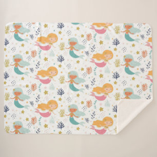 Mermaid Pattern Sherpa Blanket