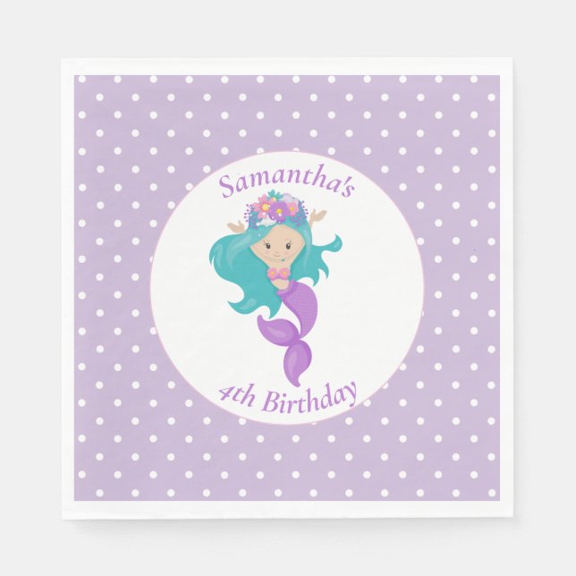 Mermaid Pearl – Ocean Jewel Birthday Napkin (Front)