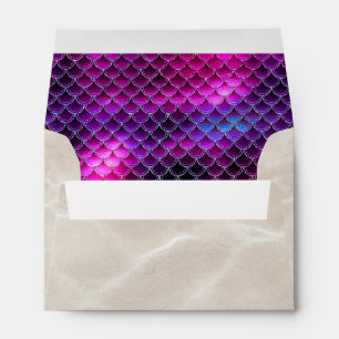 Mermaid Pearls and Scales Pattern Pink ID600 Envelope