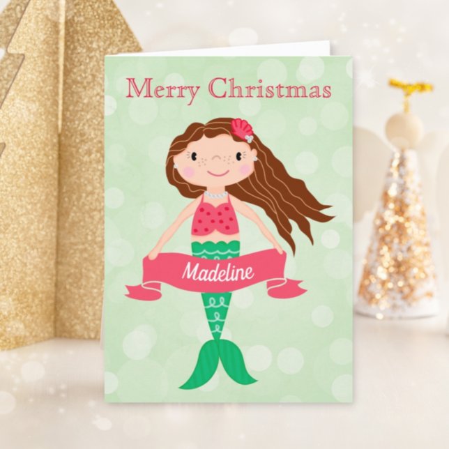 Mermaid Personalised Christmas Holiday Card (Creator Uploaded)